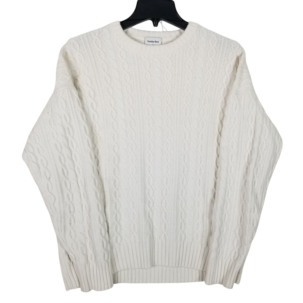 Sunday Best Cable Knit Sweater Women XS White Merino Wool Cotton Aritzia 104974